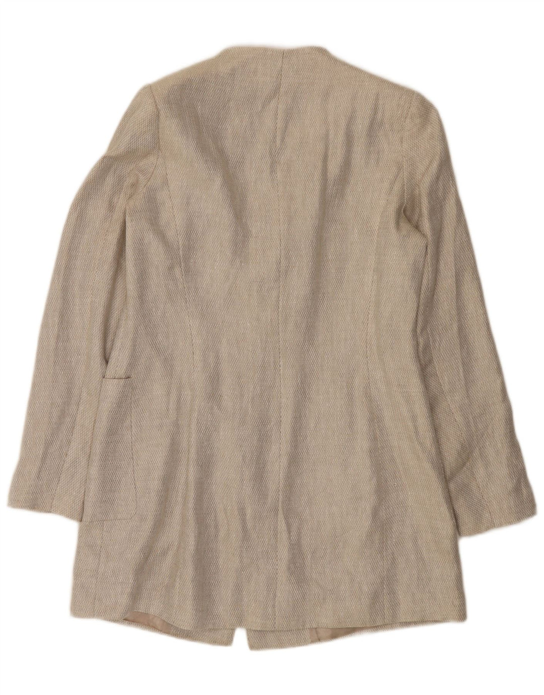 Zara Womens Open Pardessus UK 12 Lin Beige Moyen
