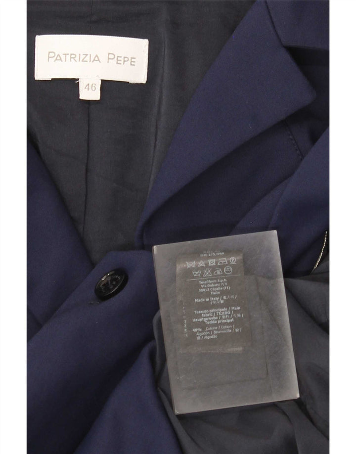 Patrizia Pepe Veste Blazer 2 Boutons Femme IT 46 Large Bleu Marine Coton