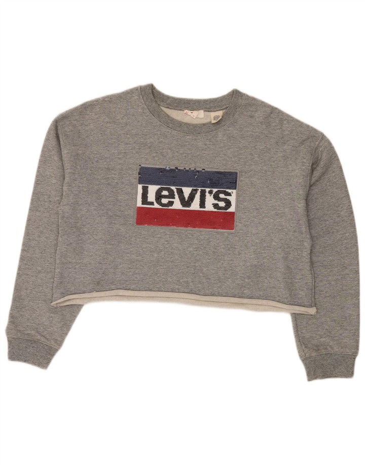 Levi's Sweat-shirt surdimensionné graphique pour femme UK 10 Small Gris Coton