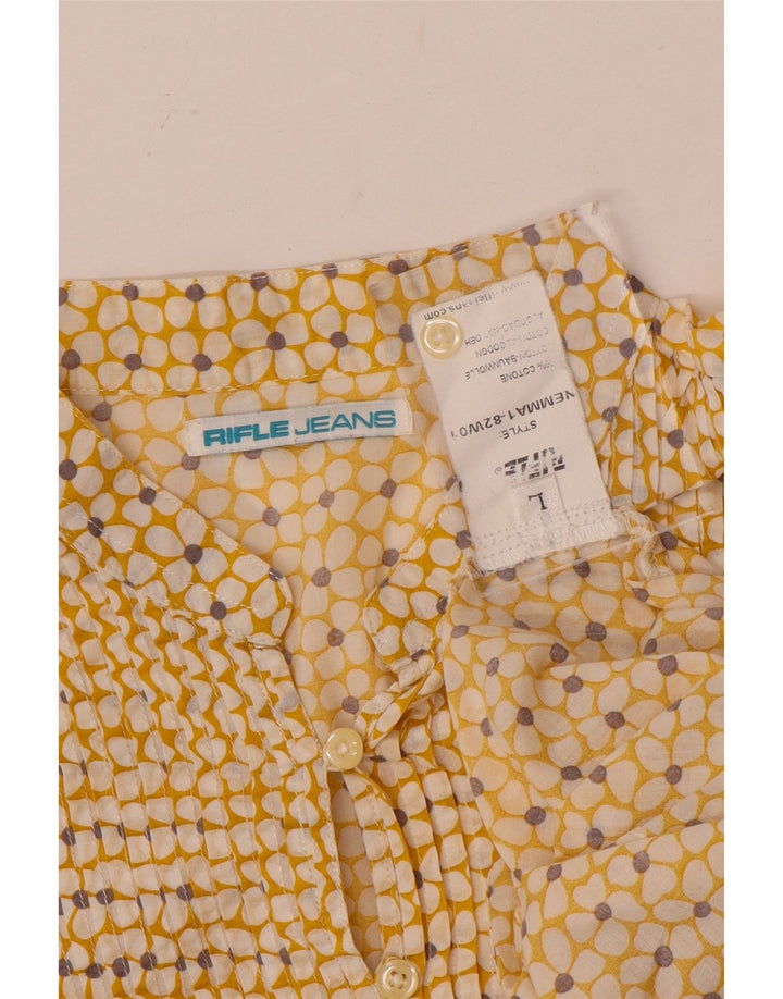 Rifle Womens Pullover Shirt UK 16 Grand coton floral jaune