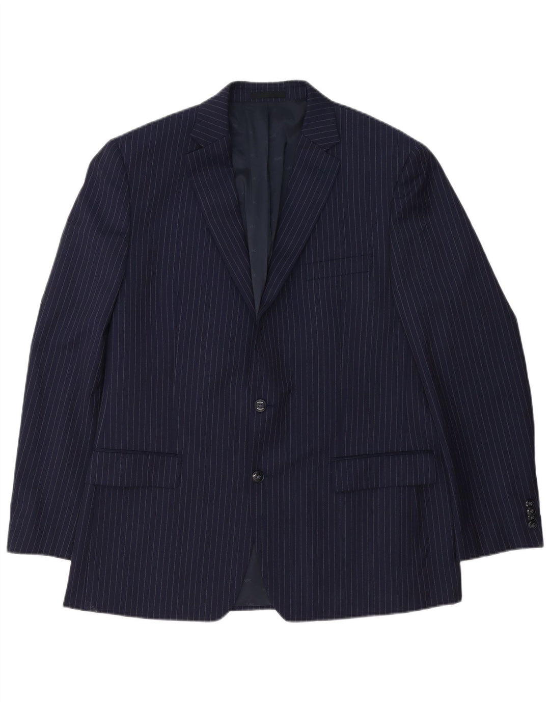MICHAEL KORS Mens 2 Button Blazer Jacket UK 44 2XL Navy Blue Pinstripe