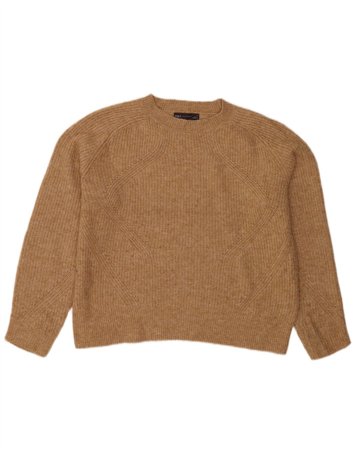 Marks & Spencer Pull à col rond pour femme UK 14 Marron moyen moucheté