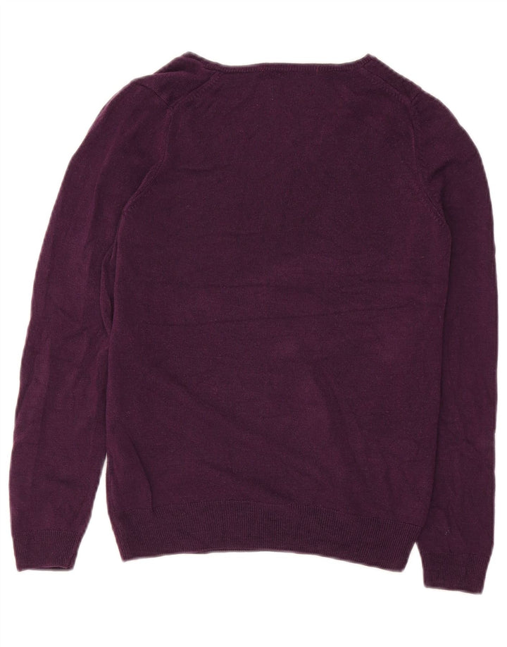 MARKS & SPENCER Womens V-Neck Jumper Sweater UK 8 Small Maroon Acrylic