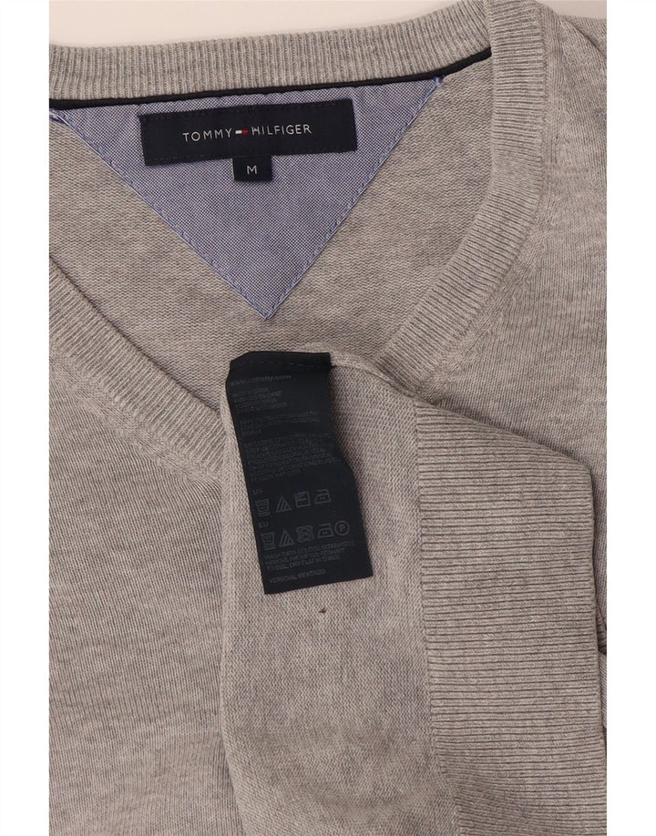 Tommy Hilfiger Pull Col V Homme Gris Moyen Coton