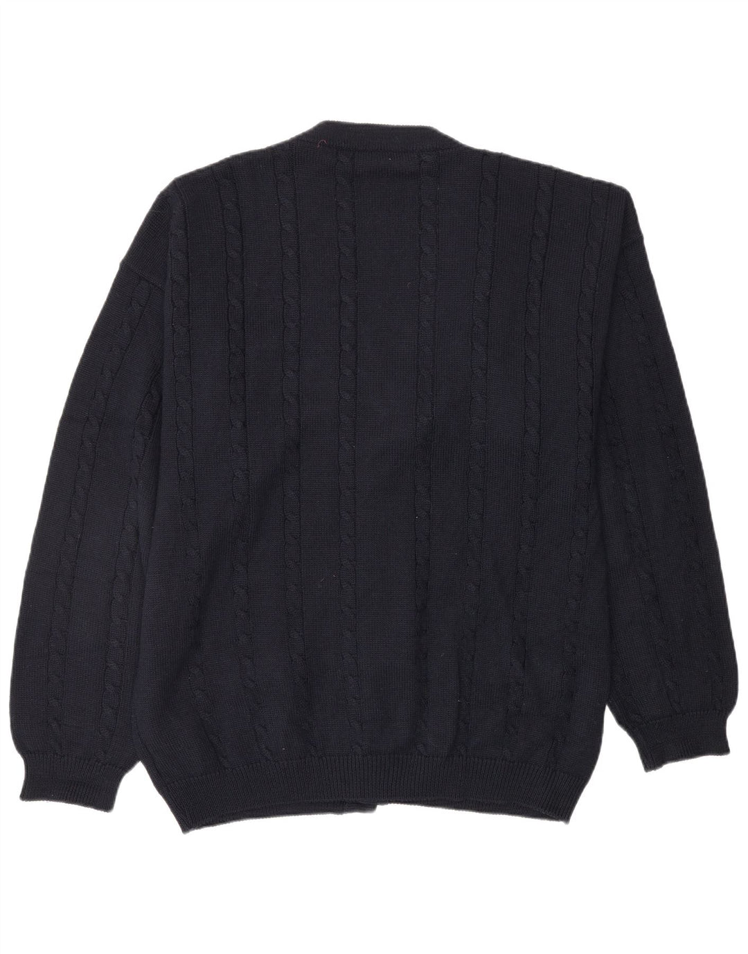 NOUVEAU Cardigan Homme Pull XL Bleu Marine Rayé Laine