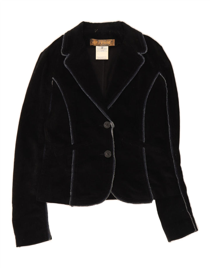 GF FERRE Womens 2 Button Corduroy Blazer Jacket IT 44 Medium Navy Blue Vintage GF Ferre and Second-Hand GF Ferre from Messina Hembry 