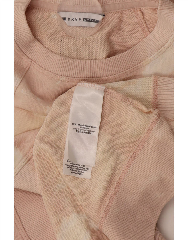 Dkny Sweat-shirt graphique pour femme UK 14 en coton tie-dye rose moyen