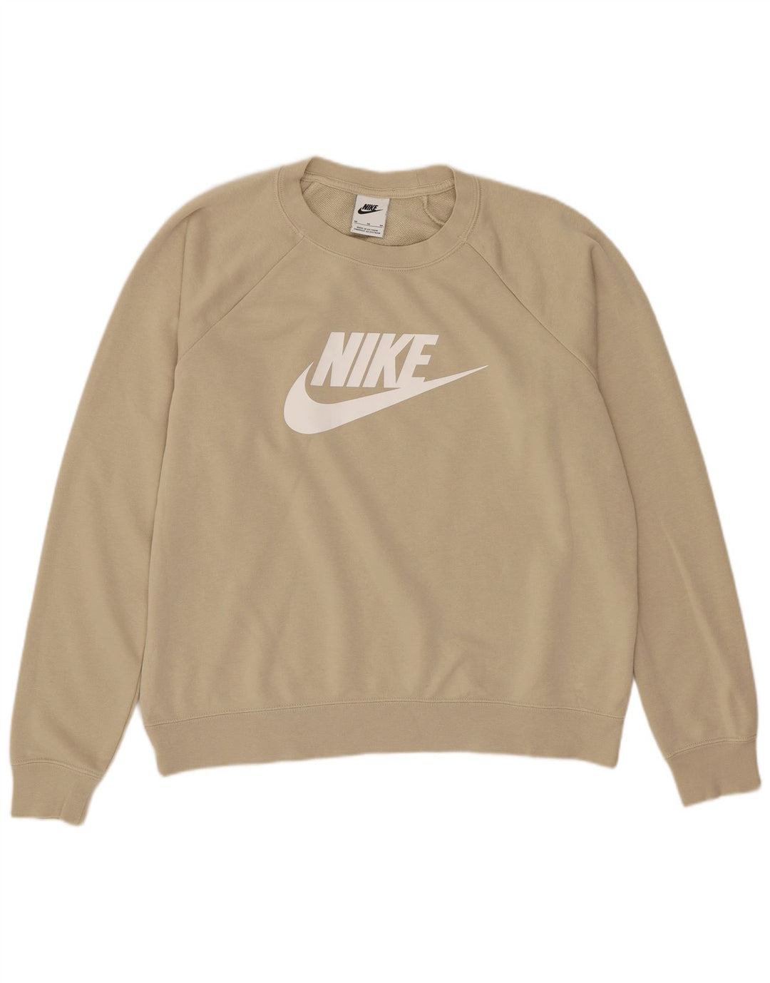 Nike Sweat-shirt surdimensionné graphique pour femme UK 14 en coton beige moyen
