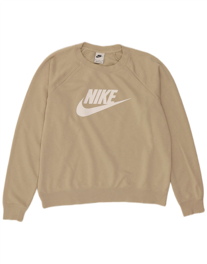 Nike Sweat-shirt surdimensionné graphique pour femme UK 14 en coton beige moyen