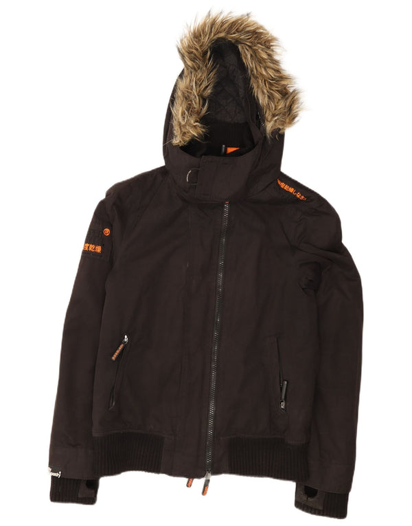 Superdry Veste coupe-vent à capuche The Windbomber pour femme UK 14 Noir moyen