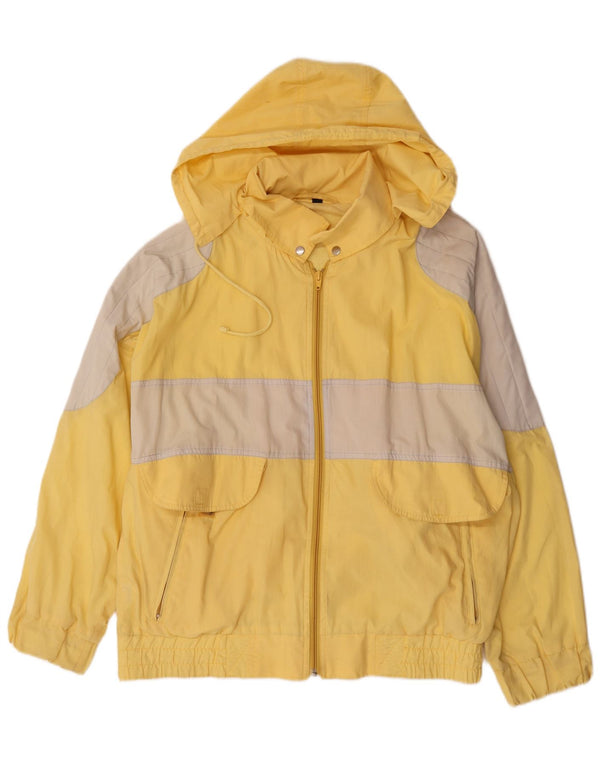 Veste coupe-vent à capuche vintage pour hommes UK 38 Colorblock jaune moyen
