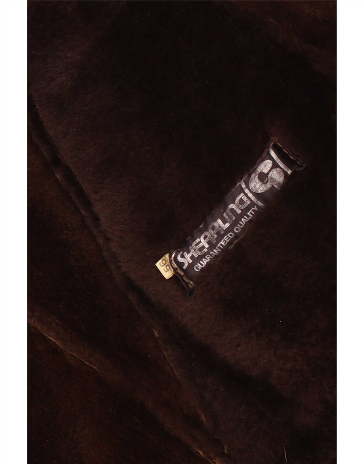 vintage Mens Shearling Overcoat UK 40 Grand Brun