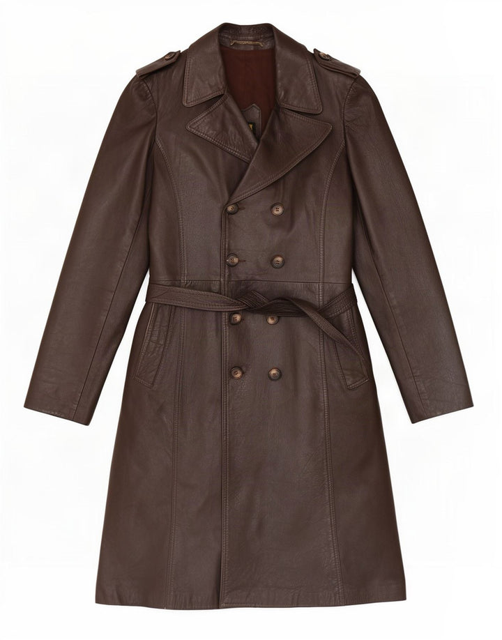 manteau en cuir homme vintage UK 38 Brun moyen