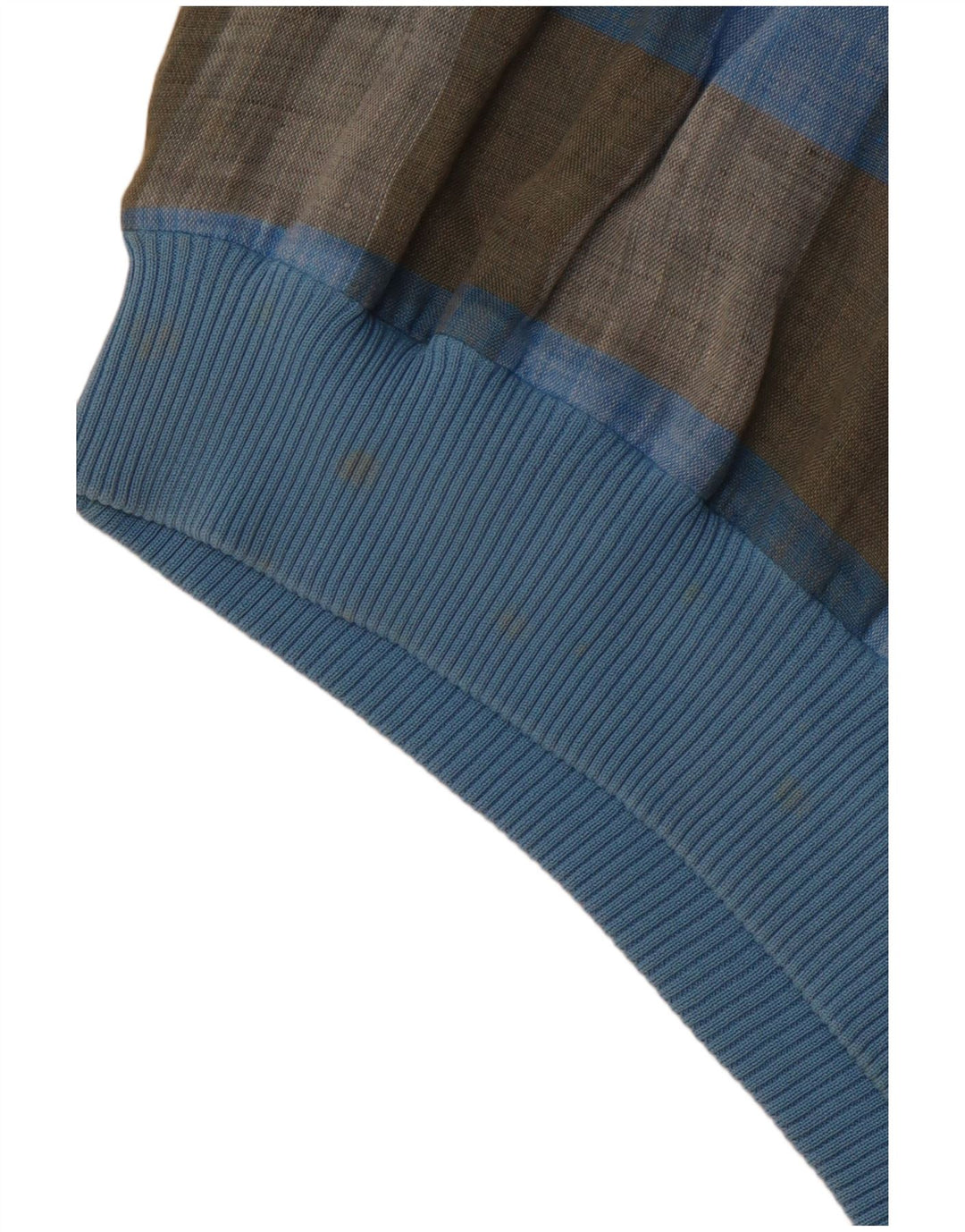 VINTAGE Chemise pull à manches courtes pour hommes IT 48 Lin bleu moyen à carreaux