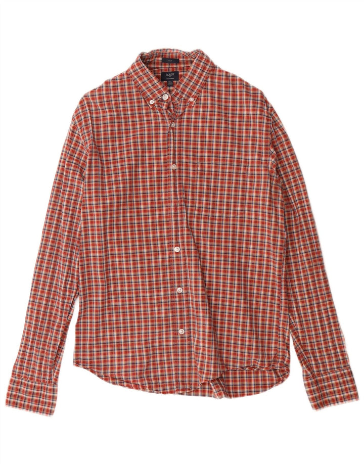 J. CREW Chemise Slim Fit Homme Coton à Carreaux Rouge Moyen