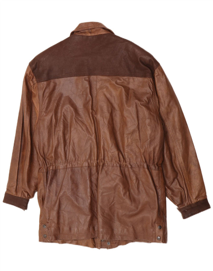 manteau en cuir homme vintage UK 40 Grand Marron