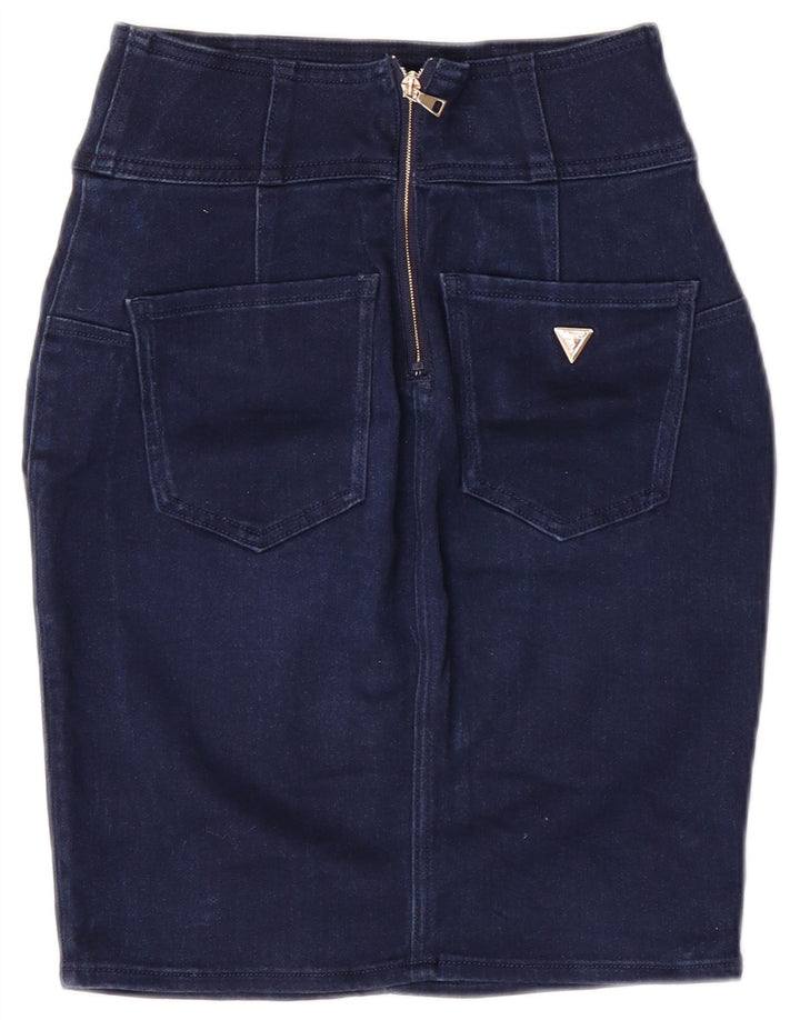Guess Femme Jupe En Jean Taille Haute W28 Bleu Moyen Modal Classique