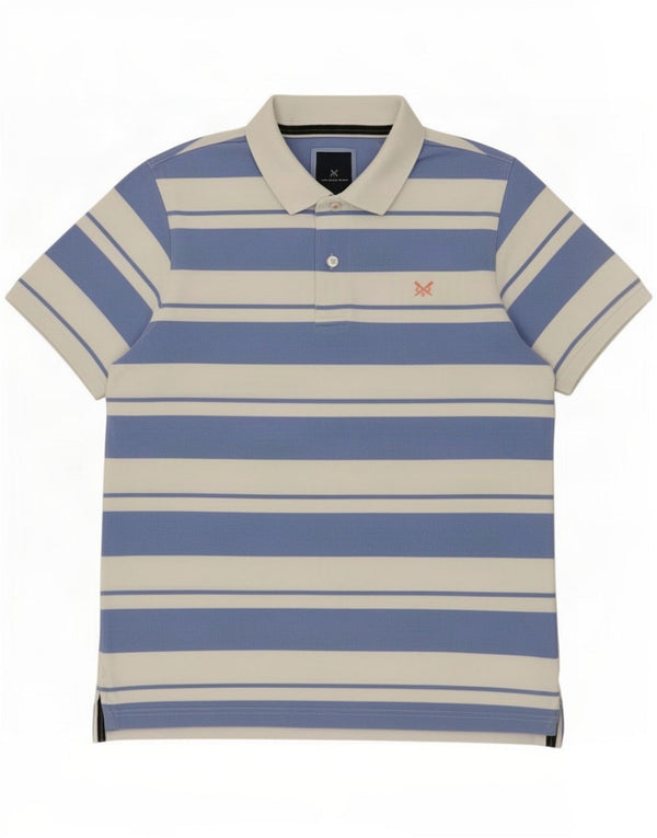 Crew Clothing Polo Homme Large Bleu Rayé Coton