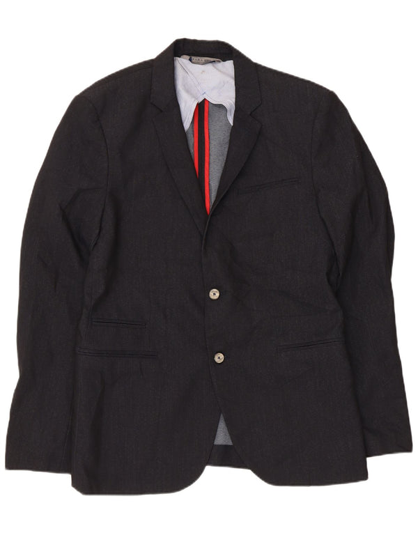 Zara Veste blazer à 2 boutons pour homme EU 50 Bleu marine moyen Polyester