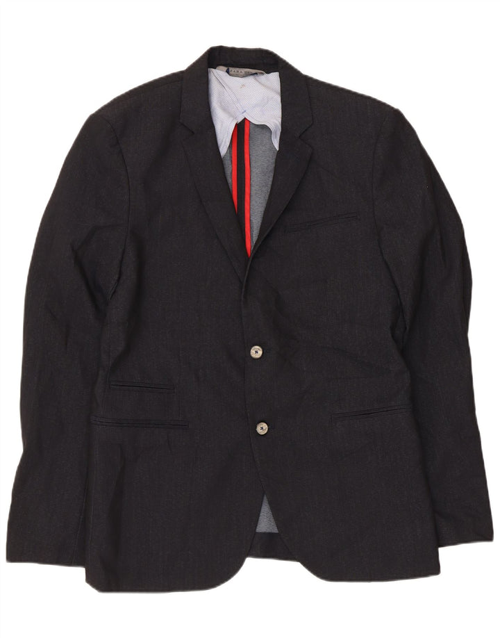 Zara Veste blazer à 2 boutons pour homme EU 50 Bleu marine moyen Polyester