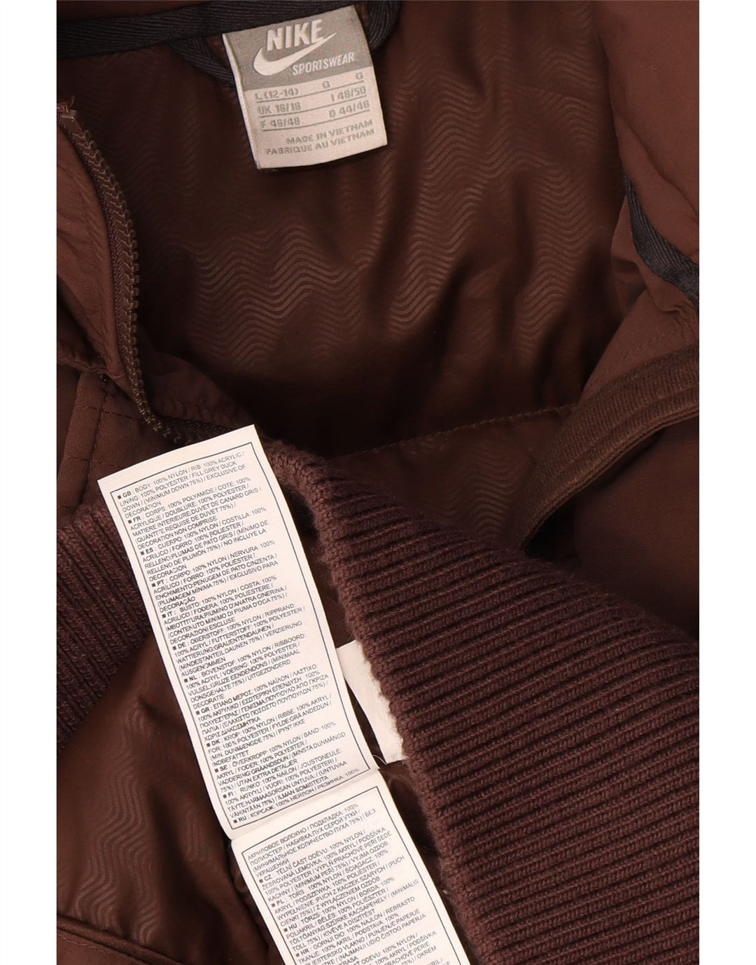 Nike Manteau rembourré pour femme UK 16/18 Large Marron Nylon