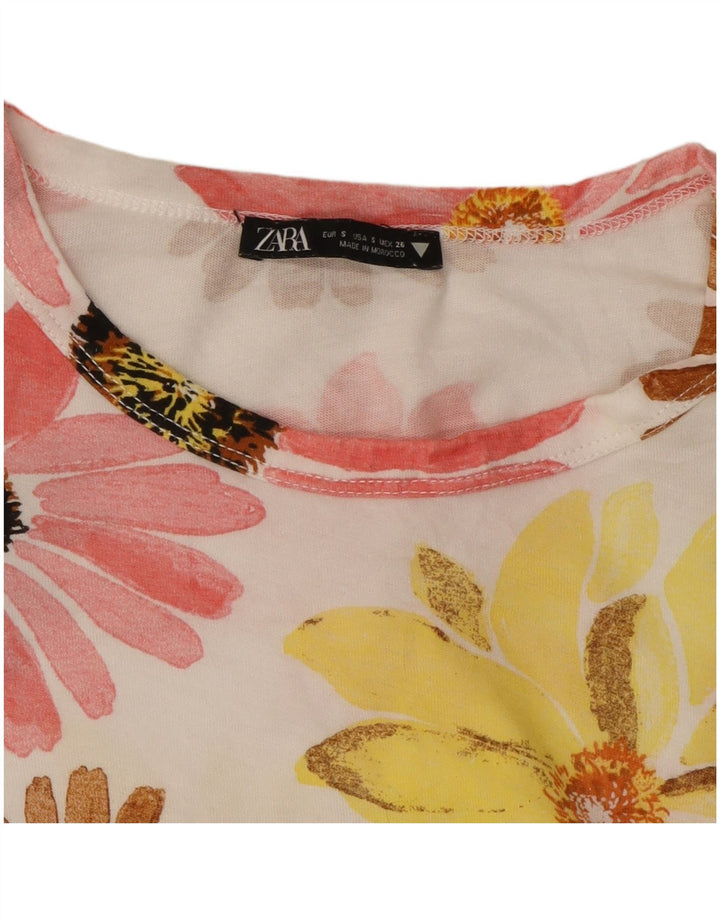 ZARA Womens Oversize Graphic T-Shirt Top UK 10 Petit Floral Multicolore