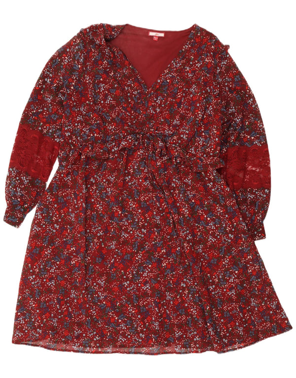 Joe Browns Robe à manches longues pour femme UK 20 2XL Bordeaux Floral