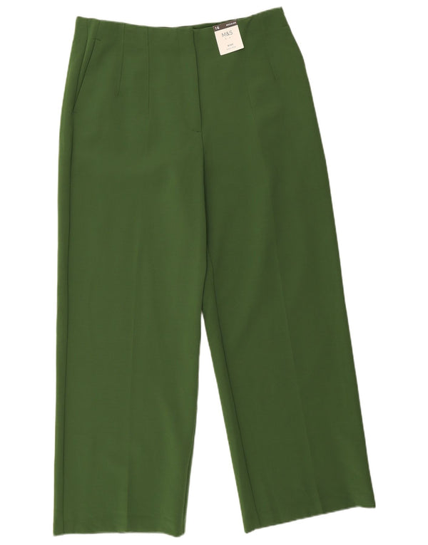 Marks & Spencer Pantalon décontracté taille haute pour femme UK 16 Large W32 L28 Vert