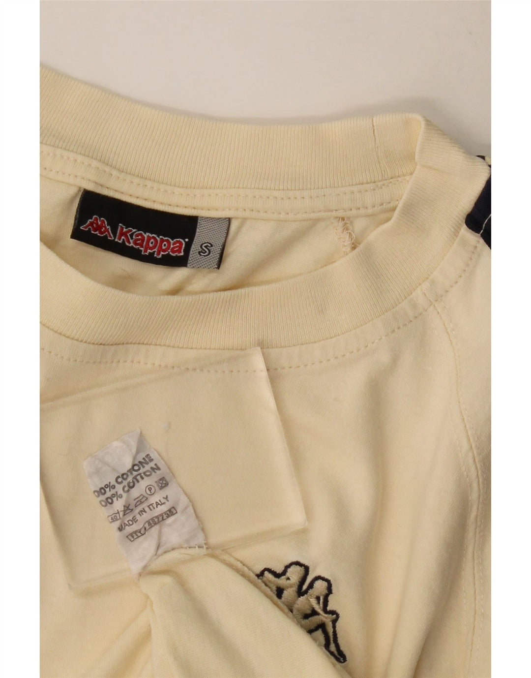 KAPPA T-Shirt Graphique Homme Petit Beige Colorblock Coton