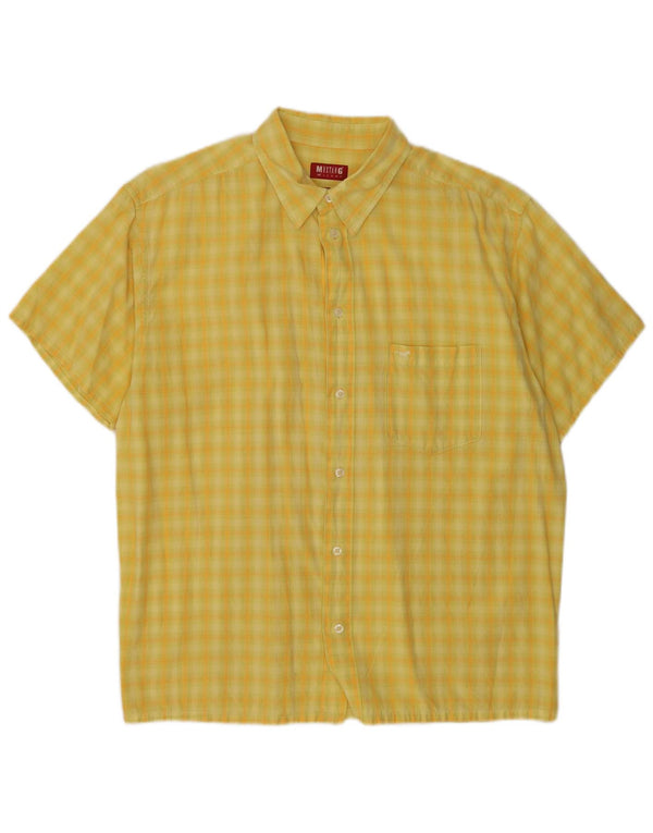 Mustang Chemise à manches courtes pour homme Grand carreaux jaunes