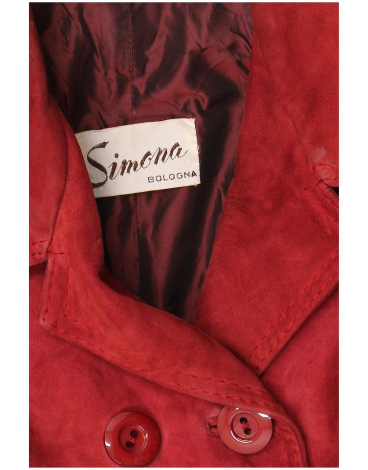 Simona Manteau en daim pour femme UK 10 Petit Rouge