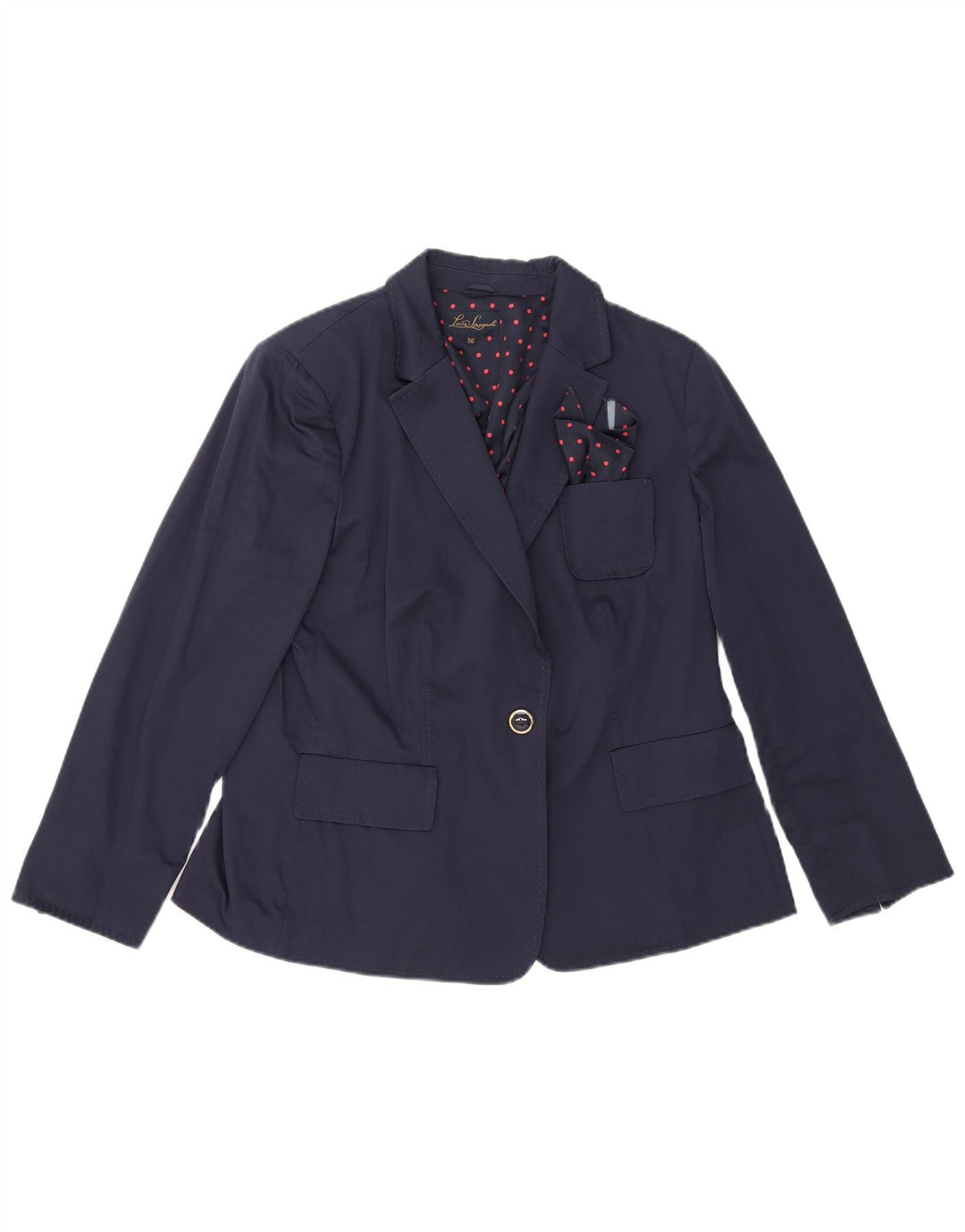 Luisa Spagnoli Veste Blazer 1 Bouton Femme IT 50 XL Bleu Marine Coton