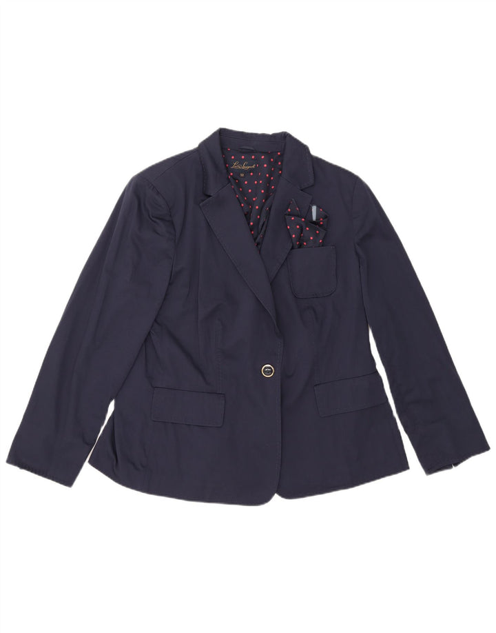 Luisa Spagnoli Veste Blazer 1 Bouton Femme IT 50 XL Bleu Marine Coton
