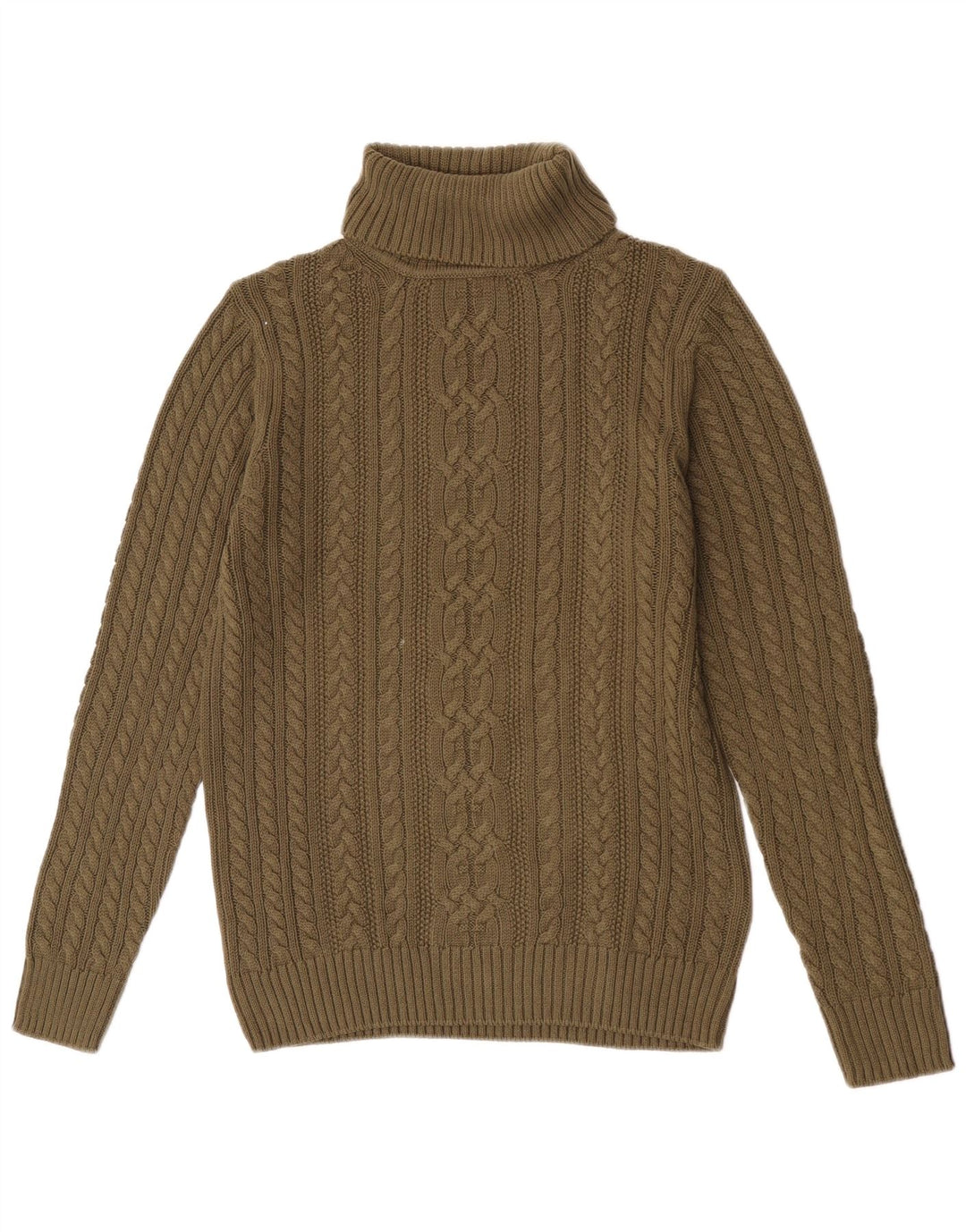 vintage Mens Roll Neck Jumper Pull Moyen Vert Coton