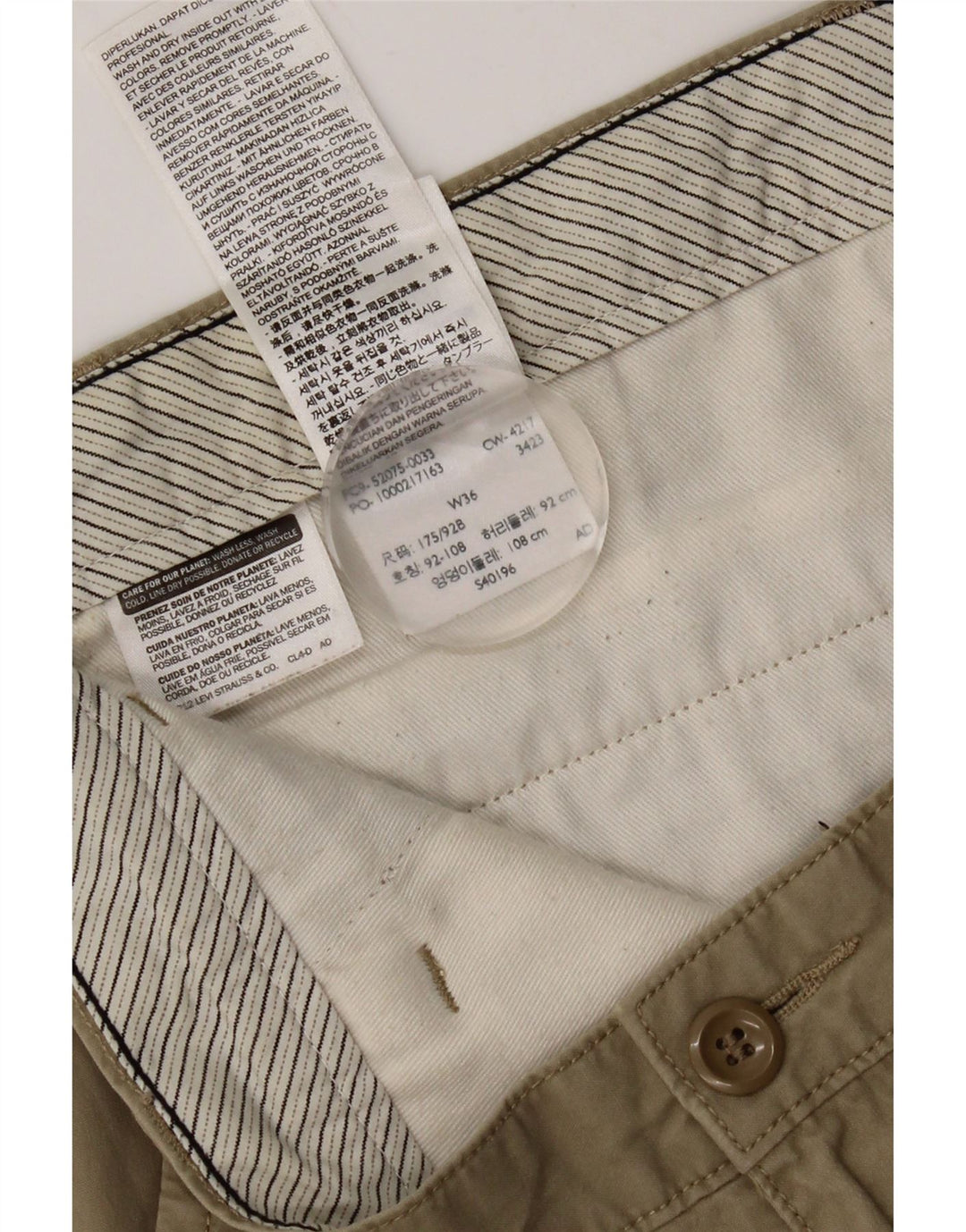 Dockers Short Chino Homme W36 Large Kaki Coton