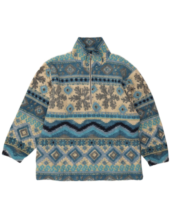 F.LLI Campagnolo Pull polaire surdimensionné pour femme UK 10 Petit Bleu Fair Isle