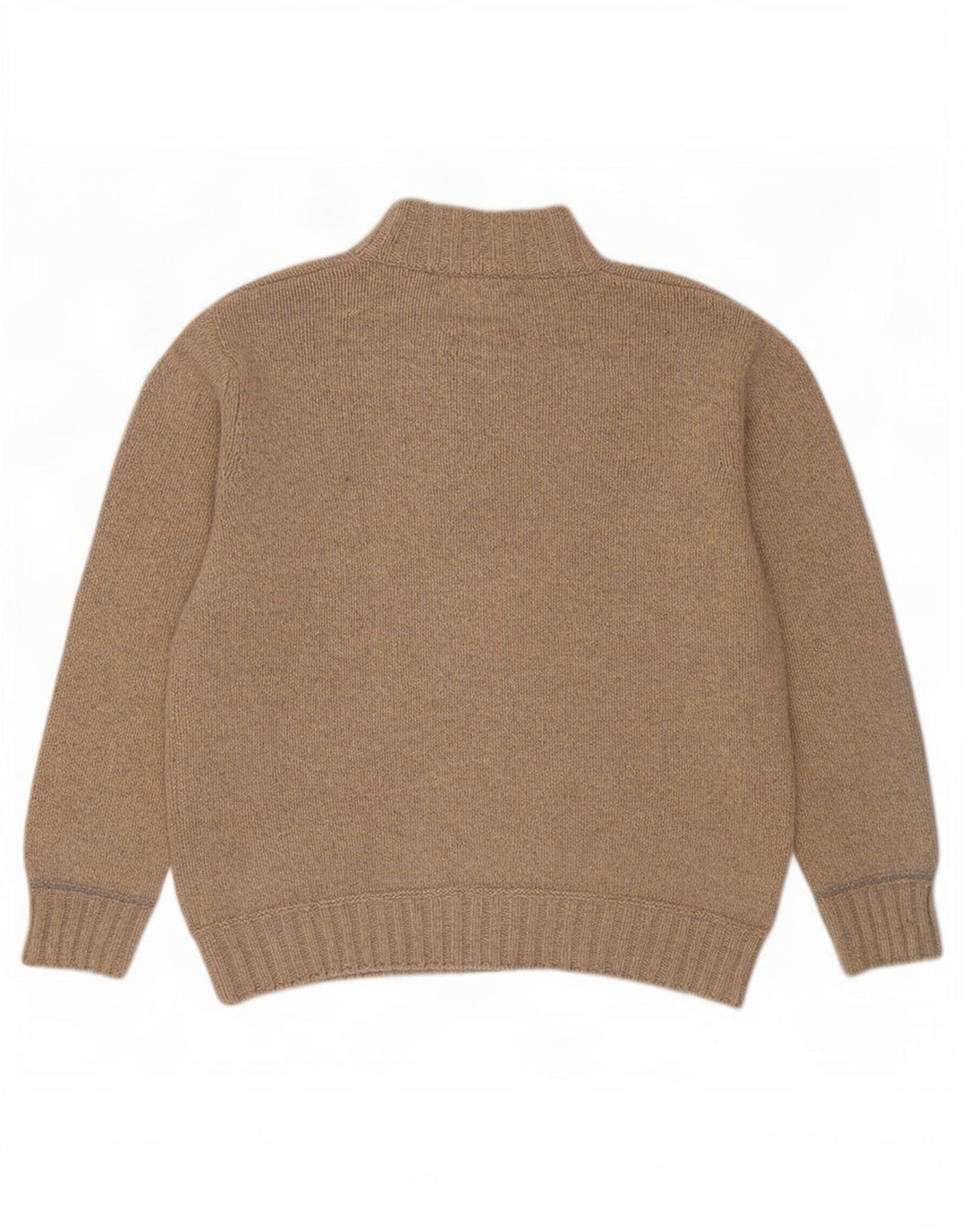 Murphy & Nye Pull col zippé pour homme XL en laine mouchetée beige