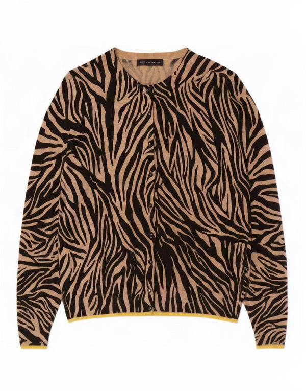 Marks & Spencer Pull Cardigan pour Femme UK 12 Beige Moyen Imprimé Animal