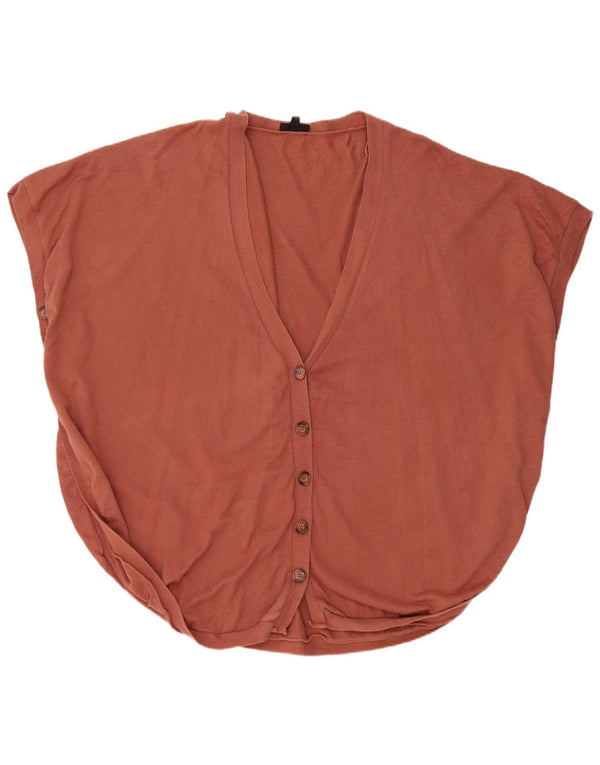 Topshop Cardigan Poncho sans Manches pour Femme UK 14 Grand Coton Marron