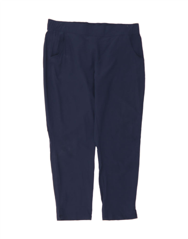 EDDIE BAUER Womens Slim Chino Trousers Large W34 L29 Navy Blue Polyester Vintage Eddie Bauer and Second-Hand Eddie Bauer from Messina Hembry 