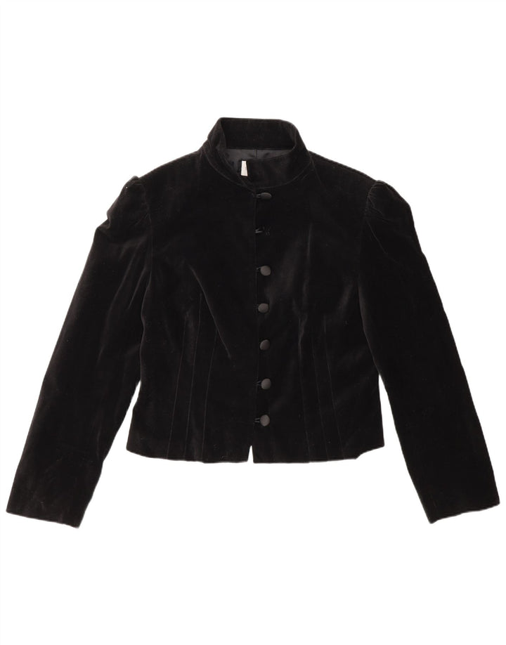 vintage Femme 6 Bouton Blazer Veste UK 14 Moyen Noir Coton