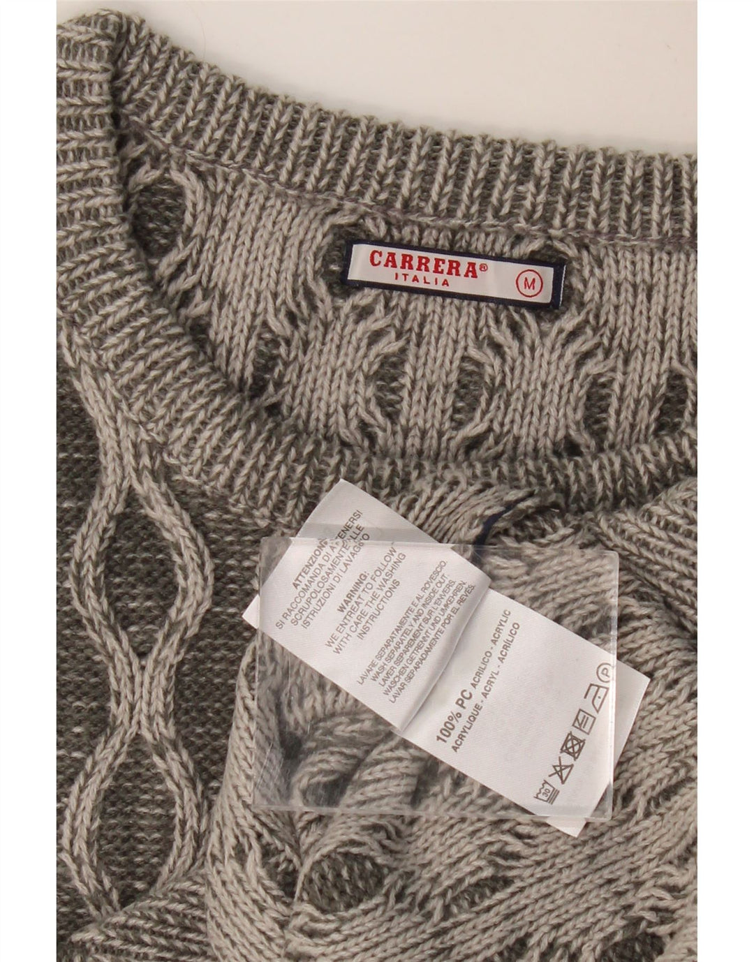 CARRERA Pull Col Rond Homme Gris Moyen Géométrique Acrylique