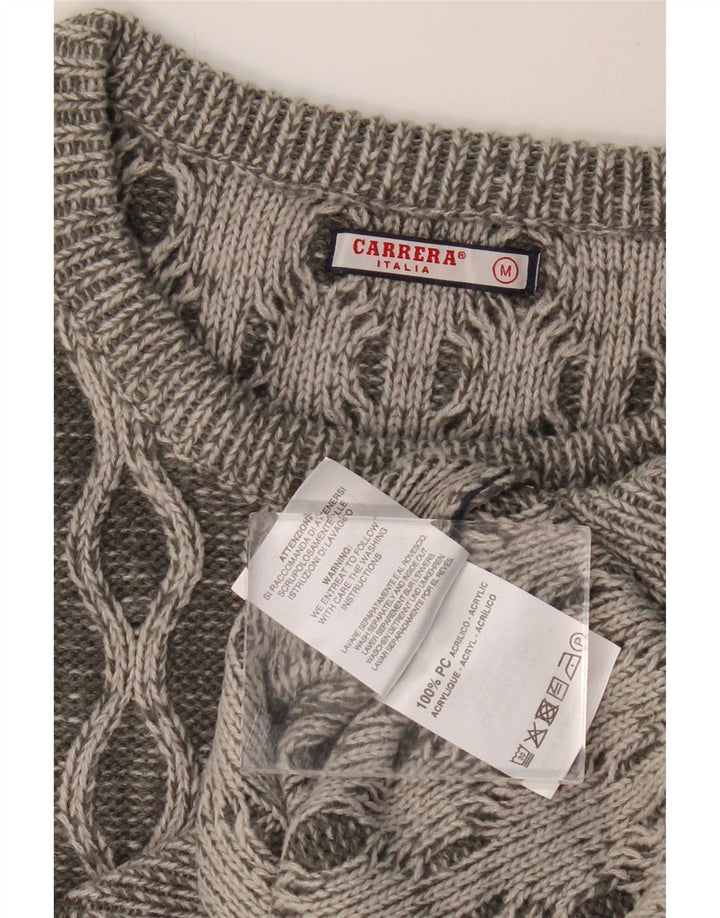 CARRERA Pull Col Rond Homme Gris Moyen Géométrique Acrylique