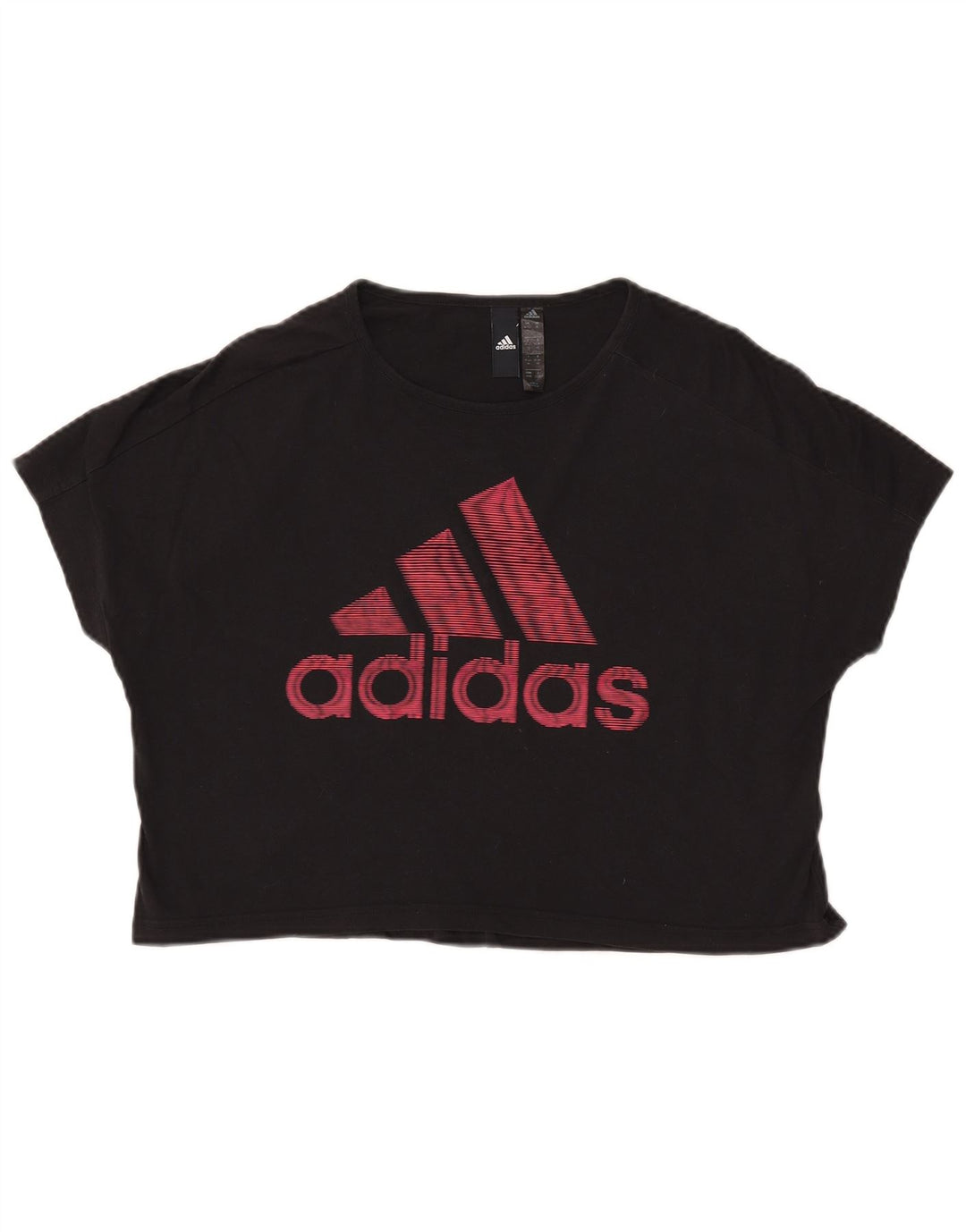 ADIDAS T-shirt court graphique pour femme UK 12/14 Coton noir moyen