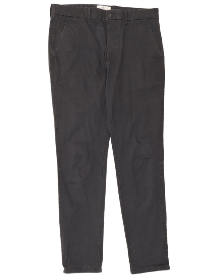 Marks & Spencer Pantalon Chino Slim Homme W34 L33 Gris Coton