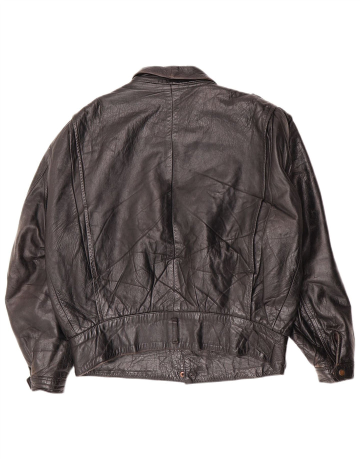 veste en cuir militaire vintage pour hommes IT 46 Petit Noir