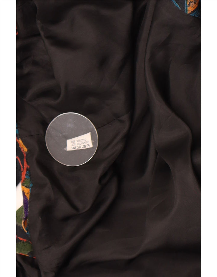 vintage Femmes Motif Abstrait Boléro Veste UK 14 Moyen Multicolore