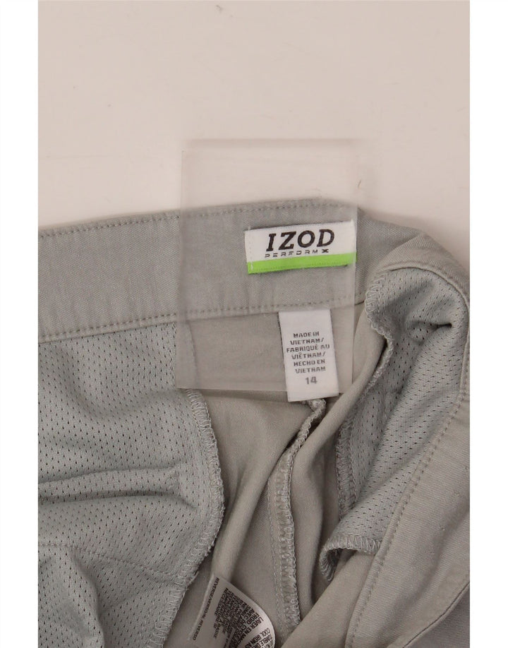 IZOD Pantalon Chino Droit Femme US 14 XL W38 L30 Gris Rayonne