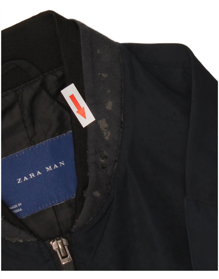 Zara Veste Bomber Homme UK 40 Large Bleu Marine Polyester