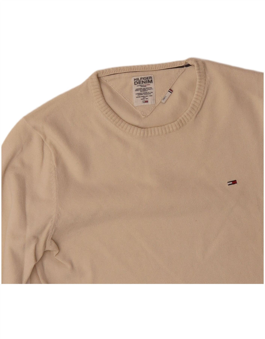TOMMY HILFIGER Pull à col rond pour homme Petit coton beige
